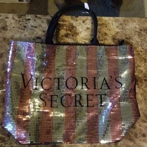 Sequined Victoria's Secret zippered tote